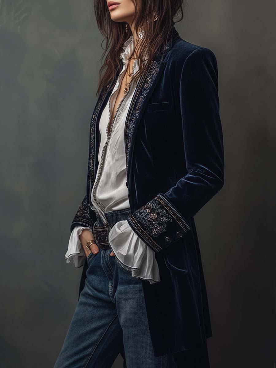 Mary | Vintage Velvet Embroidered Jacket