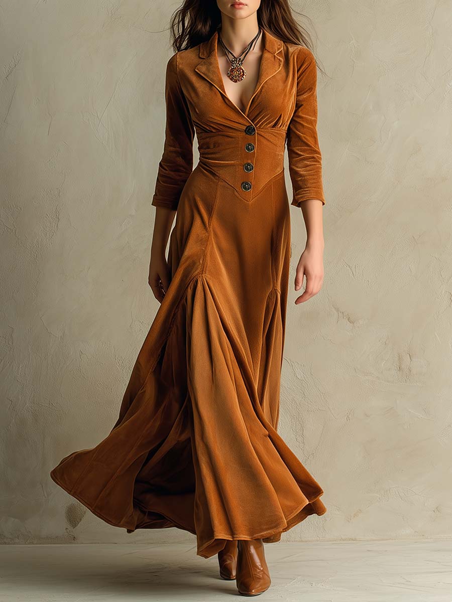 Elise | Long Velvet Dress with Vintage Charm