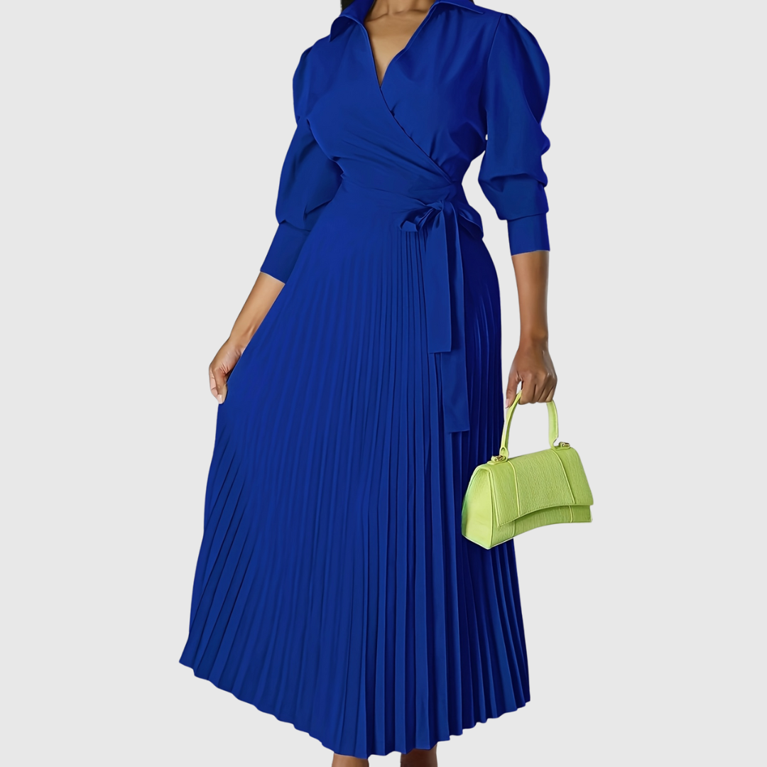 Evelina | Soft Pleated Wrap Midi Dress