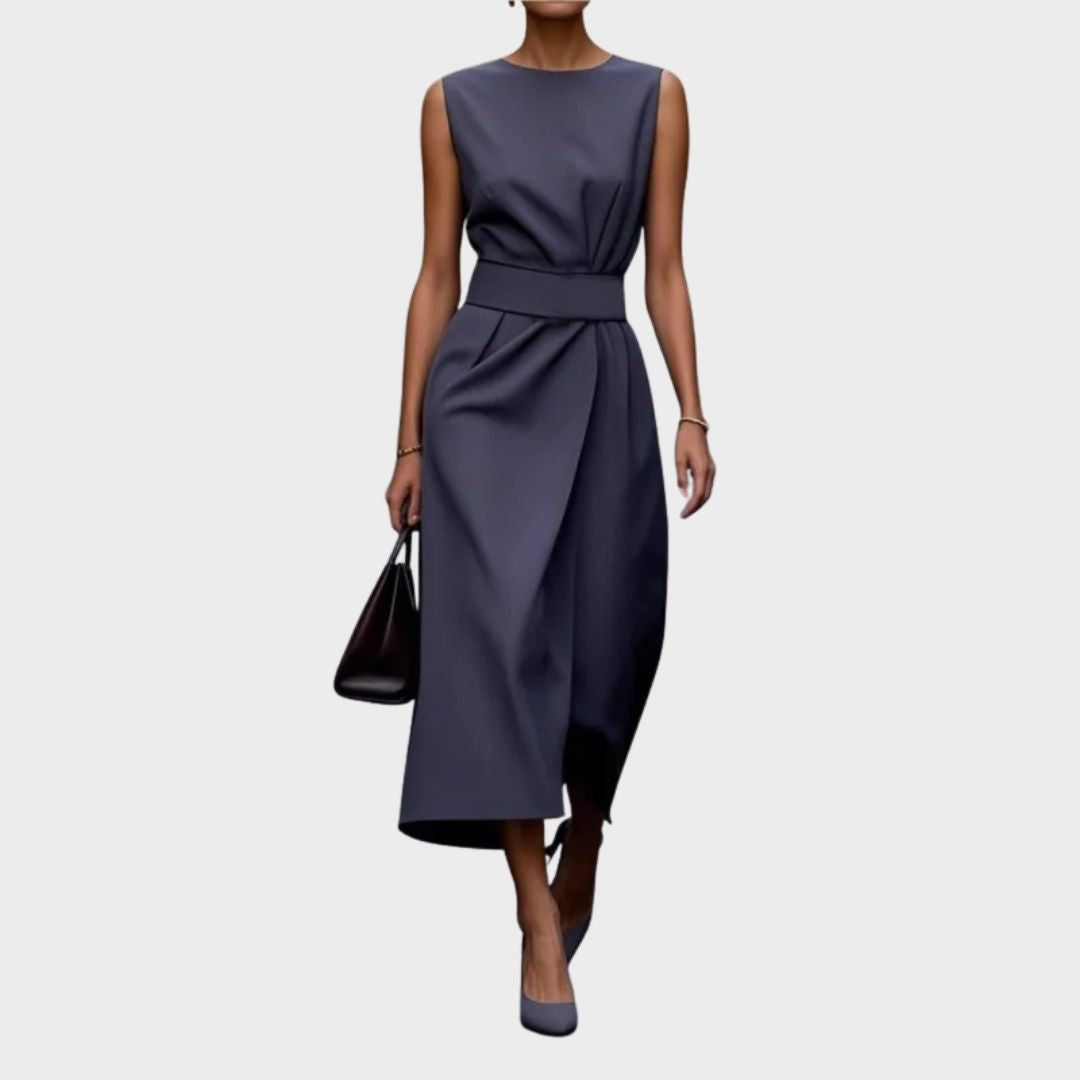 Clarimond | Elegant Round Neck Midi Dress