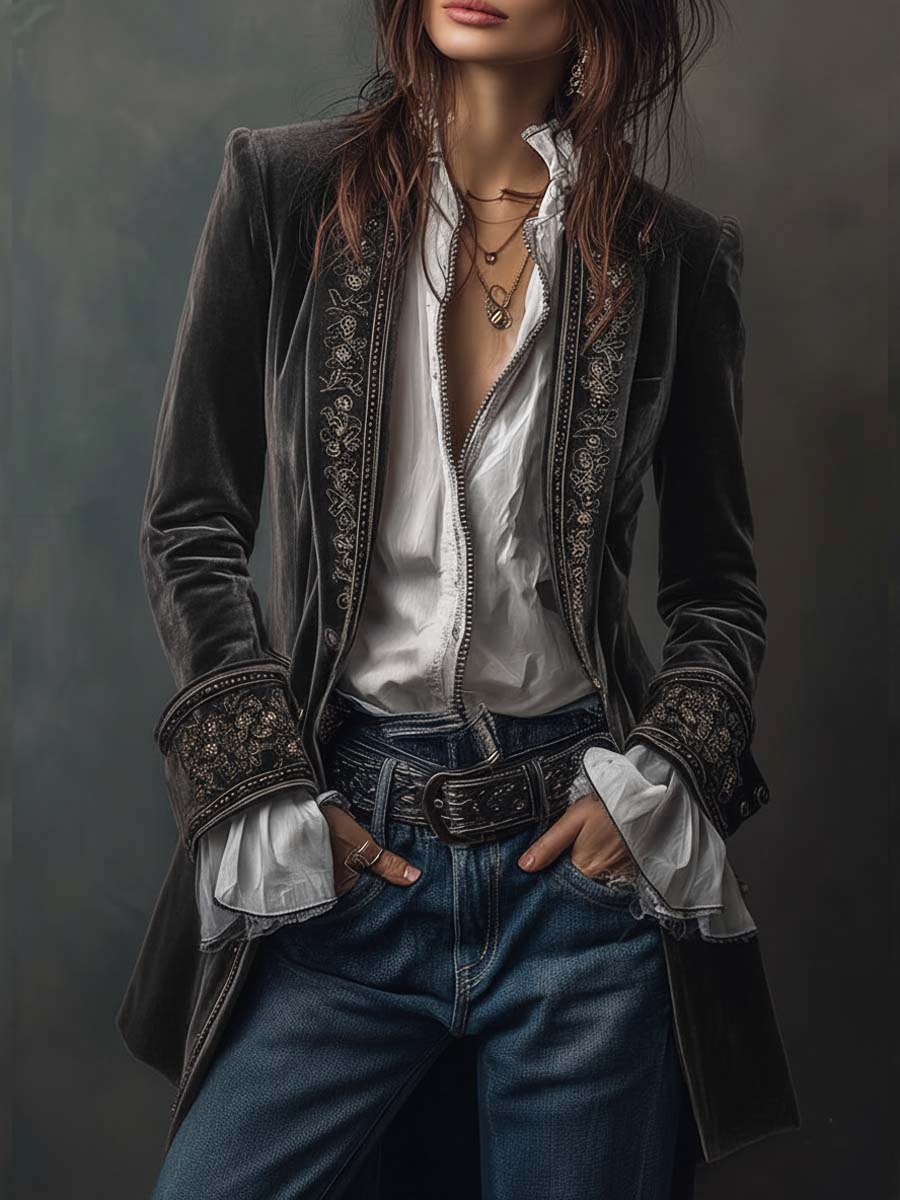 Mary | Vintage Velvet Embroidered Jacket