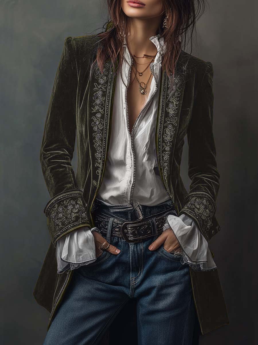 Mary | Vintage Velvet Embroidered Jacket