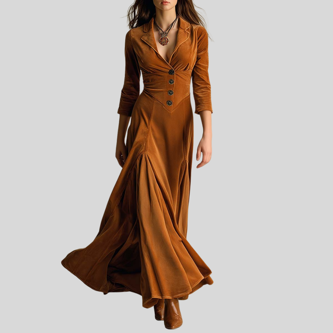 Elise | Long Velvet Dress with Vintage Charm