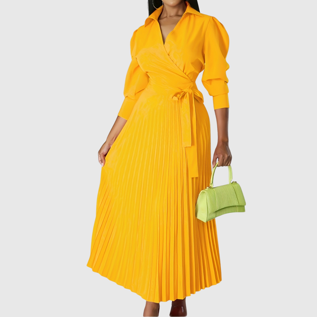 Evelina | Soft Pleated Wrap Midi Dress