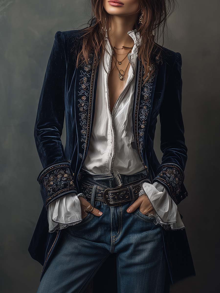 Mary | Vintage Velvet Embroidered Jacket