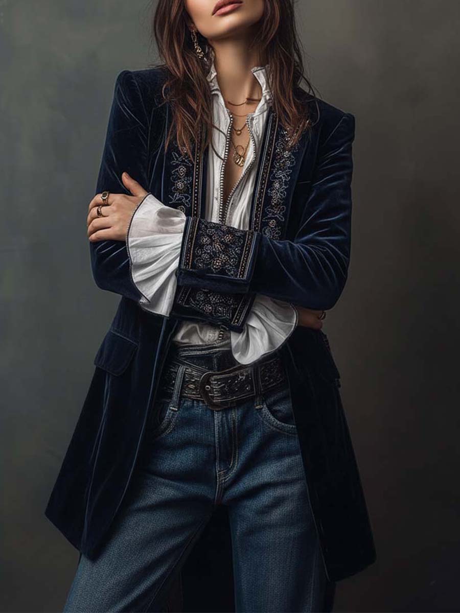 Mary | Vintage Velvet Embroidered Jacket