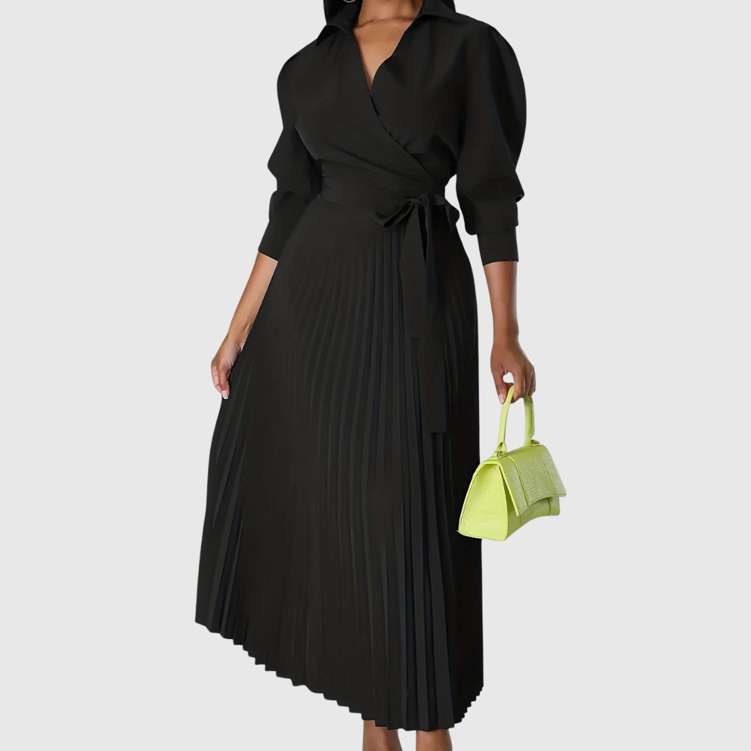Evelina | Soft Pleated Wrap Midi Dress
