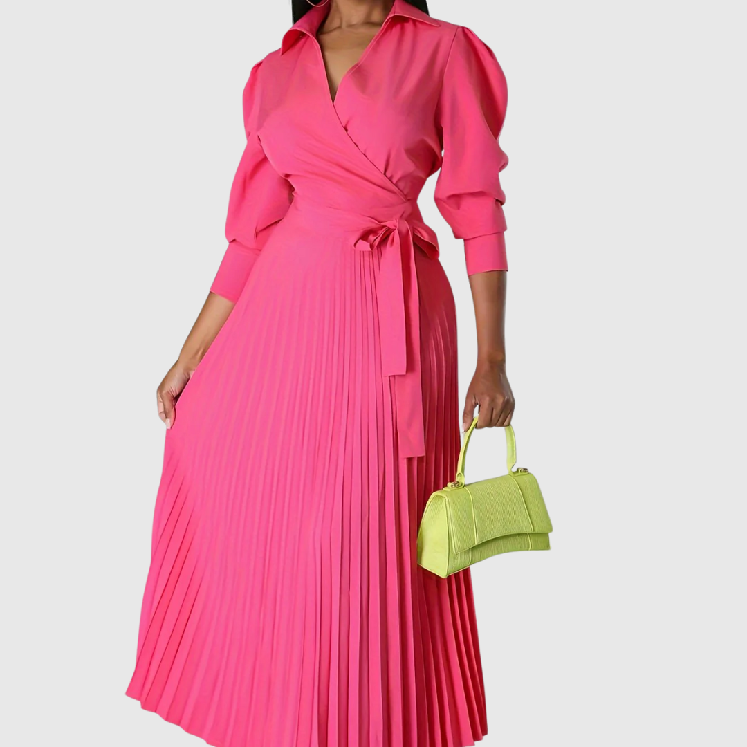 Evelina | Soft Pleated Wrap Midi Dress