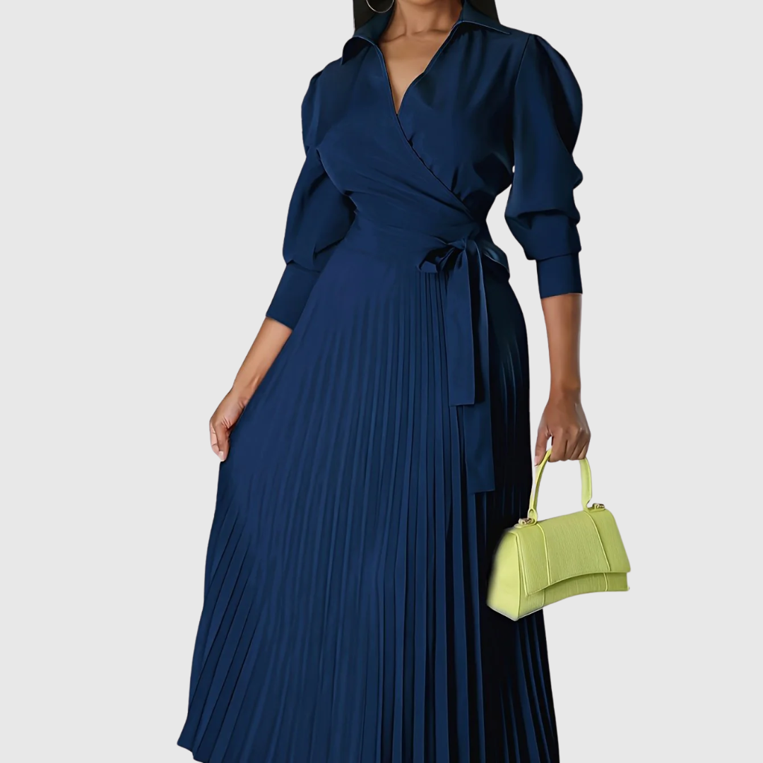 Evelina | Soft Pleated Wrap Midi Dress