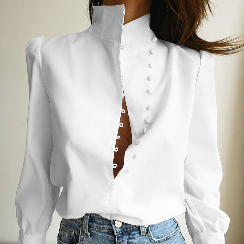 Fadi | Classy Button Front Long Sleeve Blouse
