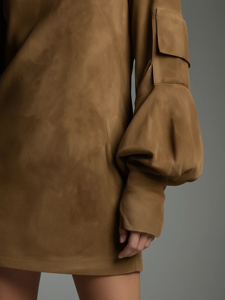 Lilly | Suede Turtleneck Mini Dress