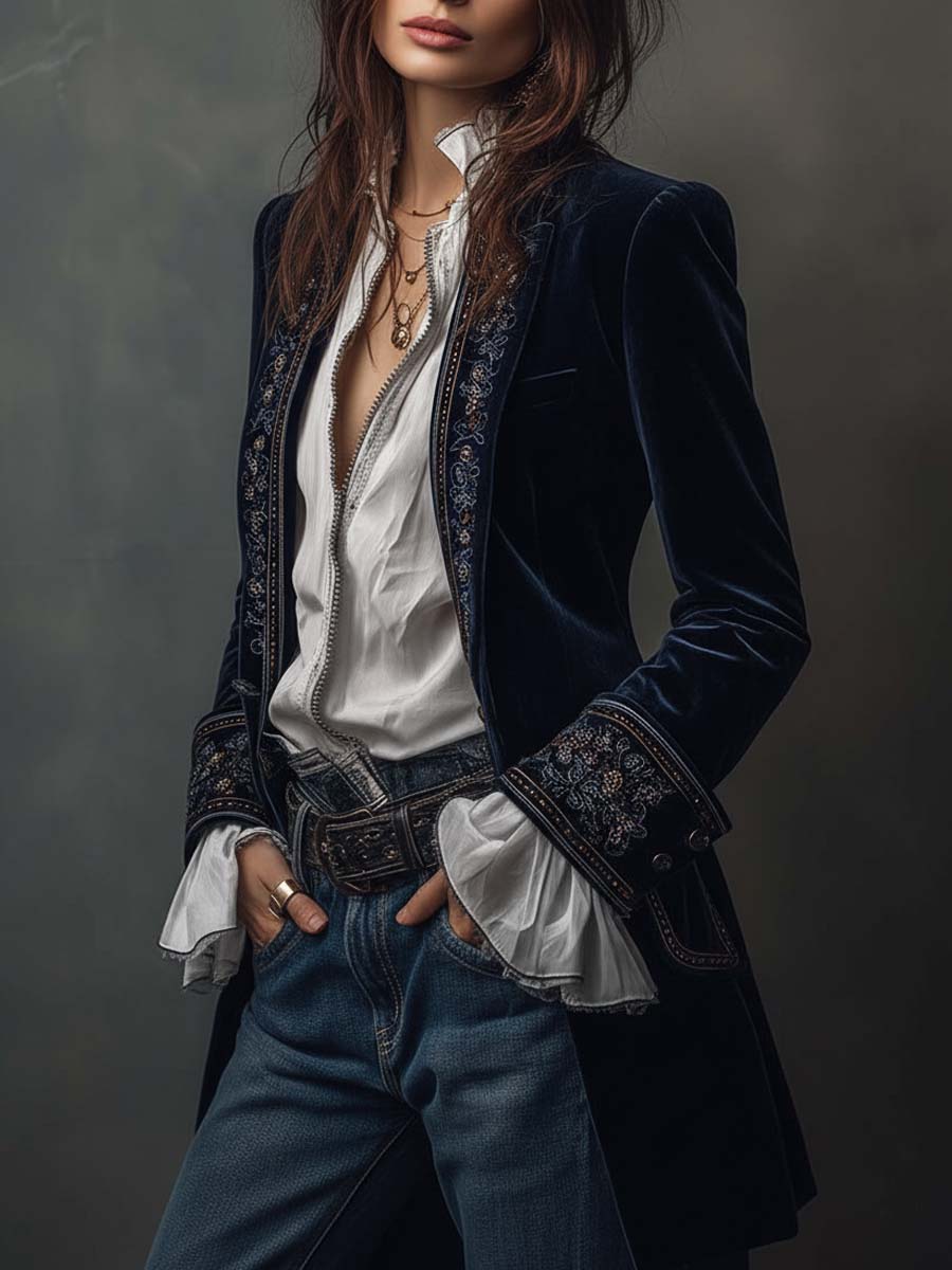 Mary | Vintage Velvet Embroidered Jacket