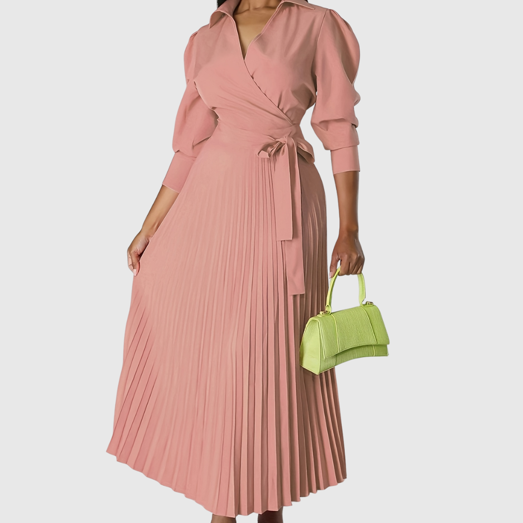 Evelina | Soft Pleated Wrap Midi Dress