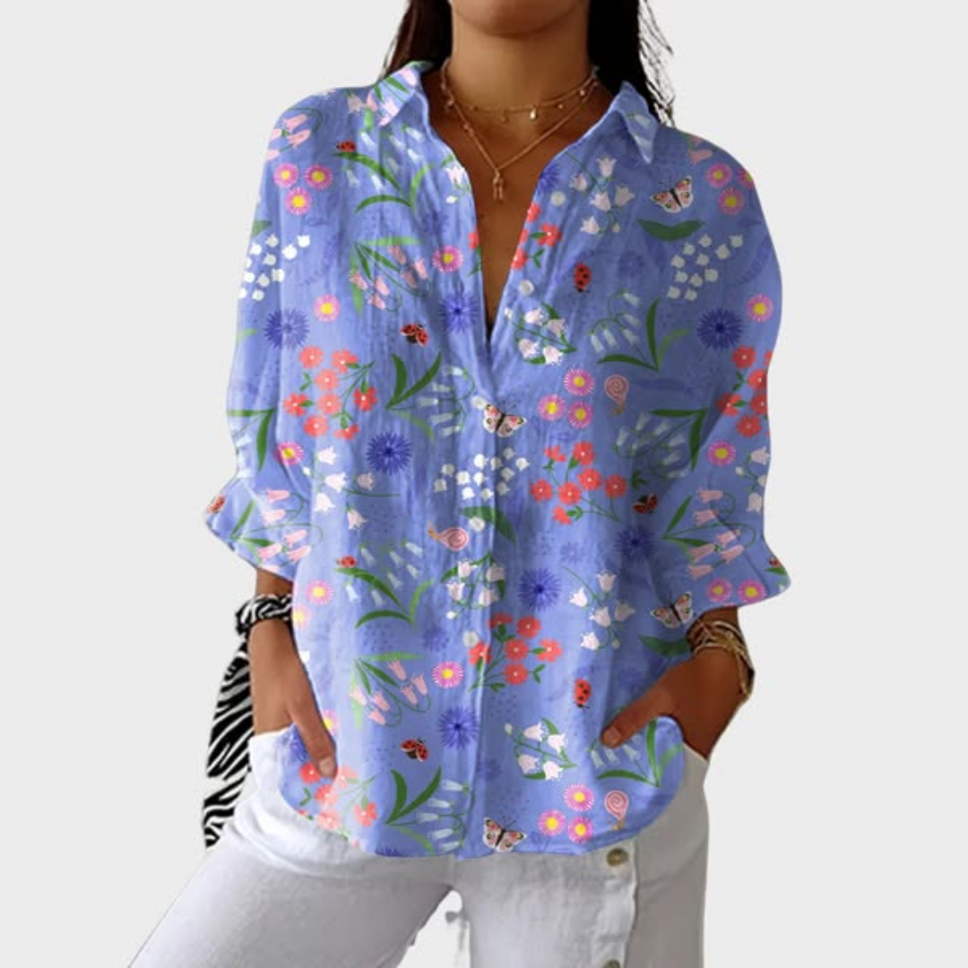Fiora | Ocean Patchwork Blouse