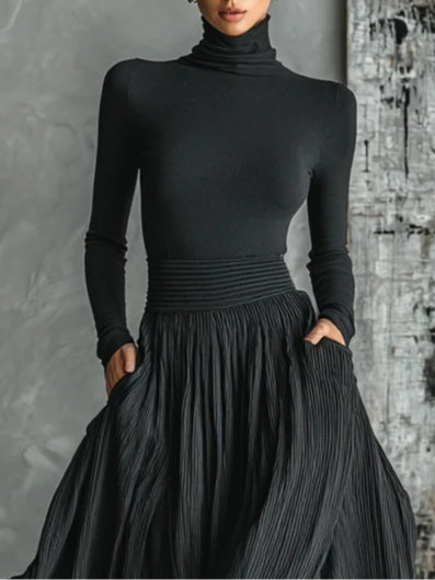 Journee | Elegant Pleated Maxi Skirt